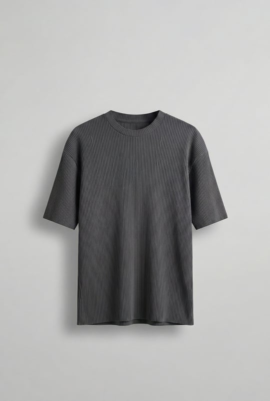 Erkek Oversize Çizgi Desenli Esnek Ve Hafif Rahat Yazlık T-Shirt Füme