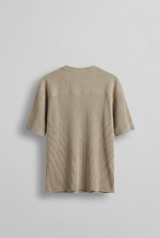 Erkek Oversize Çizgi Desenli Esnek Ve Hafif Rahat Yazlık T-Shirt Bej