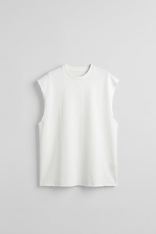 Erkek Basketçi Model Oversize Kolsuz T-Shirt Beyaz