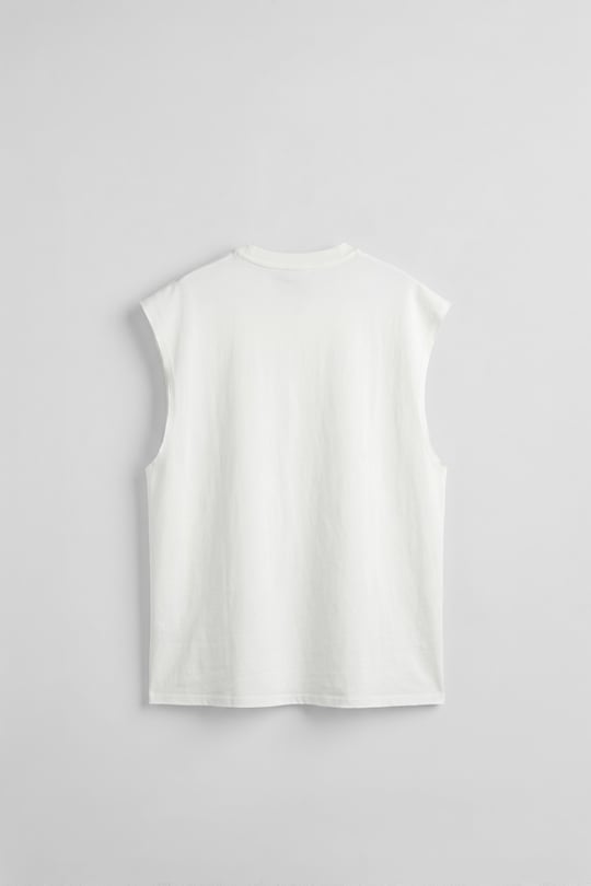 Erkek Basketçi Model Oversize Kolsuz T-Shirt Beyaz