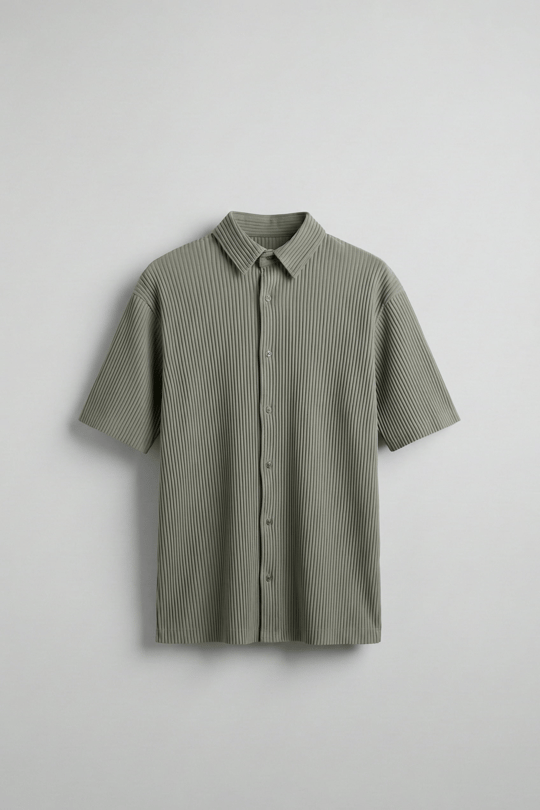Erkek Oversize Fitilli Küba Yaka Gömlek Mint