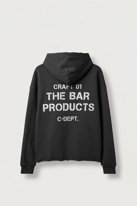 Erkek Oversize Sırt Baskılı Fermuarlı Kapüşonlu Sweatshirt Siyah