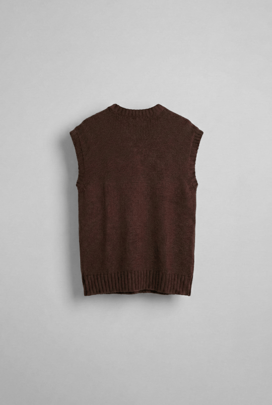 Erkek Oversize V Yaka Triko Süveter Kahve