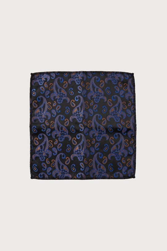Erkek Paisley Desenli Jakarlı Cep Mendili Siyah