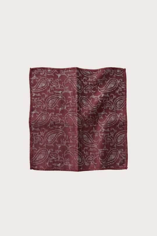 Erkek Paisley Desenli Jakarlı Cep Mendili Bordo