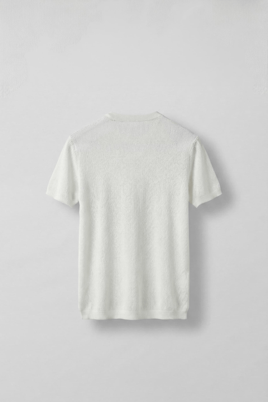 Erkek Regular Fit Bisiklet Yaka Esnek Triko T-Shirt Ekru