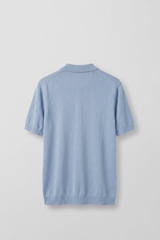 Erkek Regular Fit Örme Kumaş Basic Polo Yaka T-Shirt Açık Mavi