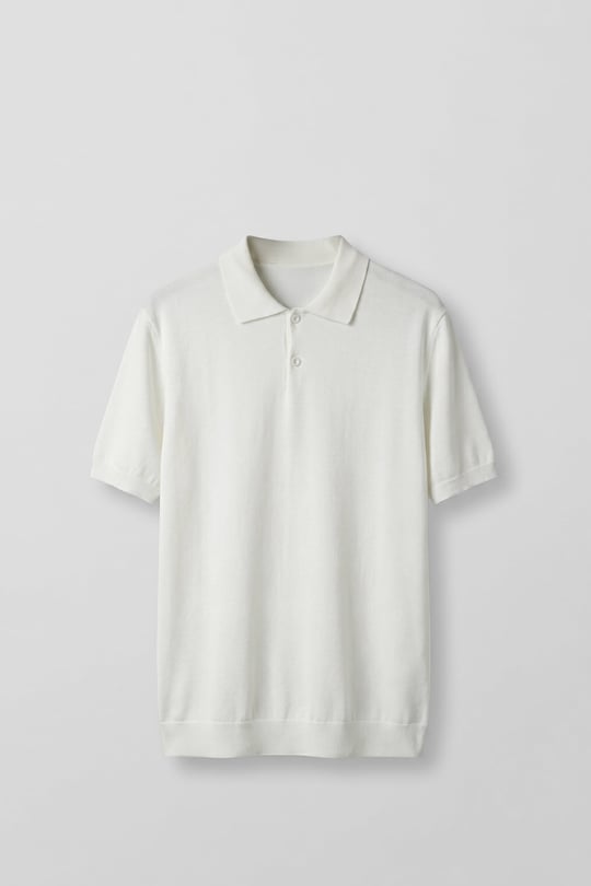 Erkek Regular Fit Örme Kumaş Basic Polo Yaka T-Shirt Beyaz