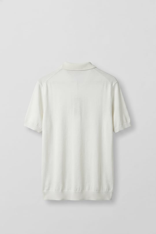 Erkek Regular Fit Örme Kumaş Basic Polo Yaka T-Shirt Beyaz