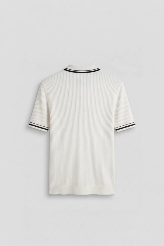 Erkek Regular Fit Pamuklu Kontrast Detaylı Polo Yaka T-Shirt Beyaz