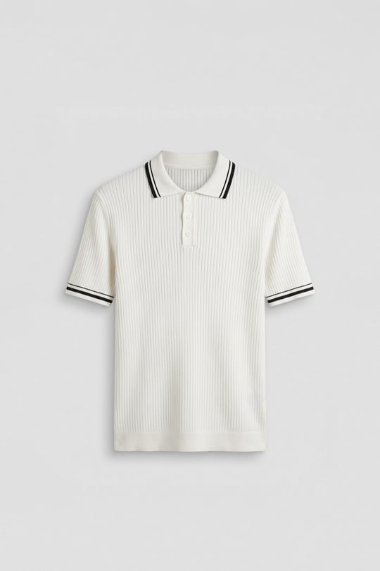 Erkek Regular Fit Pamuklu Kontrast Detaylı Polo Yaka T-Shirt Beyaz