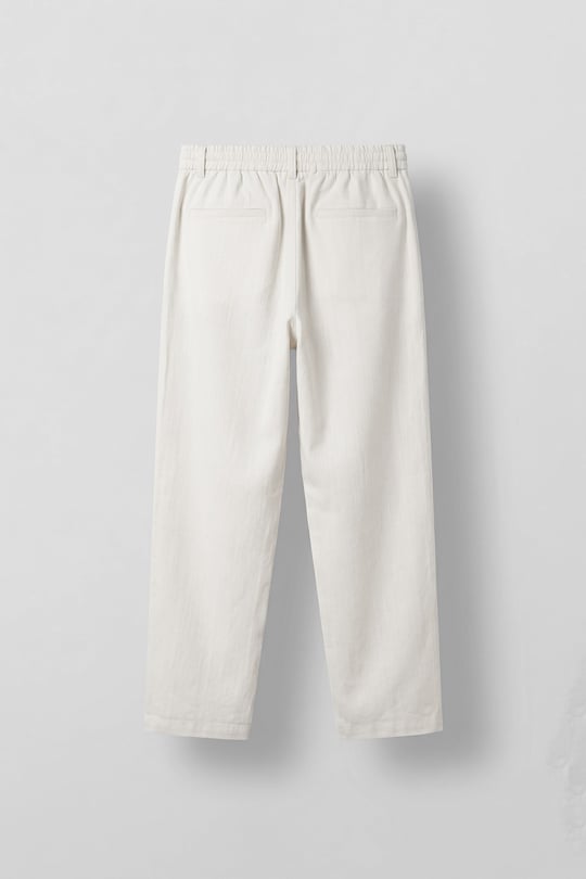 Erkek Relaxed Fit Bağcıklı Rahat Kalıp Pantolon Beyaz