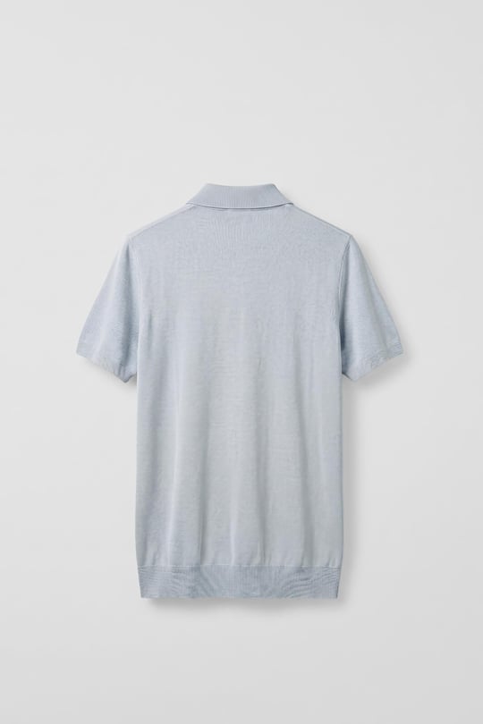 Erkek Relaxed Fit Dökümlü Polo Yaka Triko T-Shirt Açık Mavi