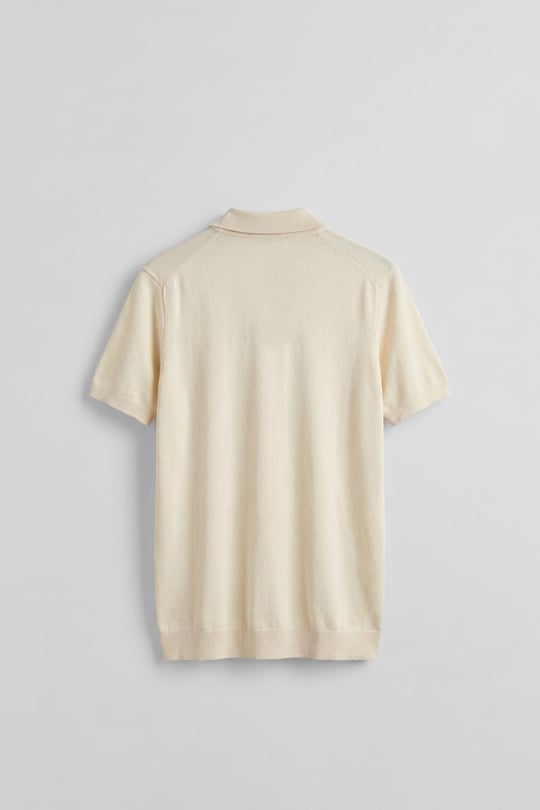 Erkek Relaxed Fit Dökümlü Polo Yaka Triko T-Shirt Bej