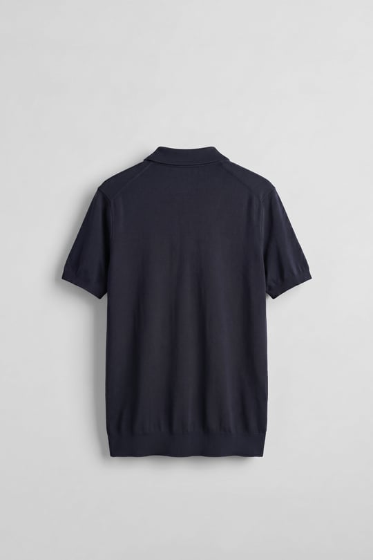Erkek Relaxed Fit Dökümlü Polo Yaka Triko T-Shirt Lacivert