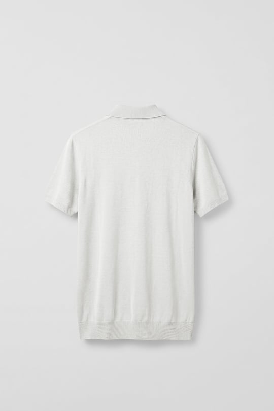 Erkek Relaxed Fit Dökümlü Polo Yaka Triko T-Shirt Beyaz