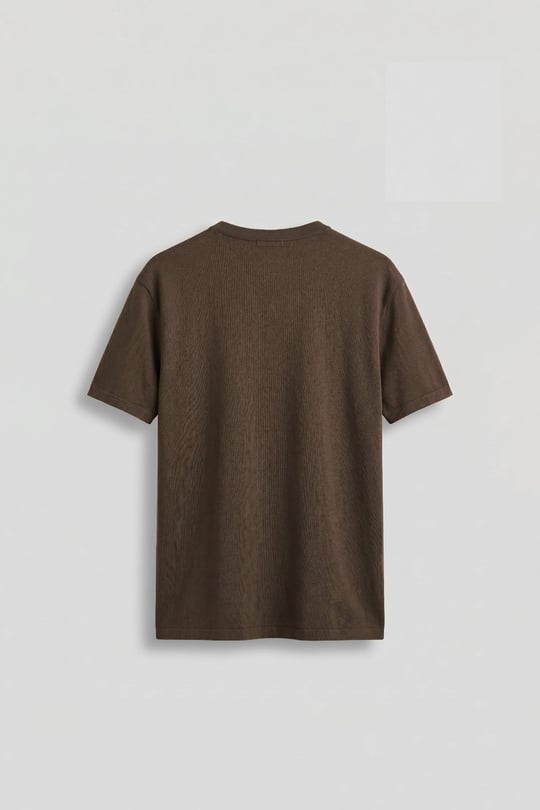 Erkek Relaxed Fit Düğmeli Henley Yaka Basic T-Shirt Kahverengi