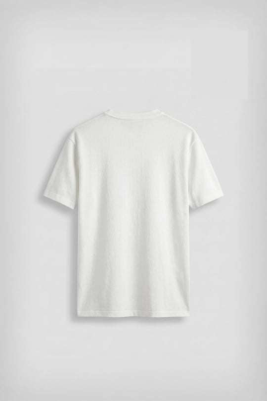 Erkek Relaxed Fit Düğmeli Henley Yaka Basic T-Shirt Beyaz
