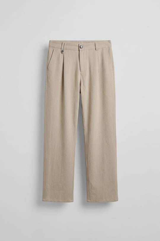 Erkek Relaxed Fit Keten Görünümlü Pantolon Bej