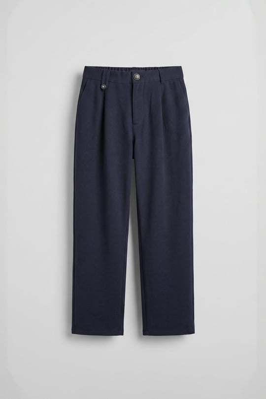 Erkek Relaxed Fit Keten Görünümlü Pantolon Lacivert