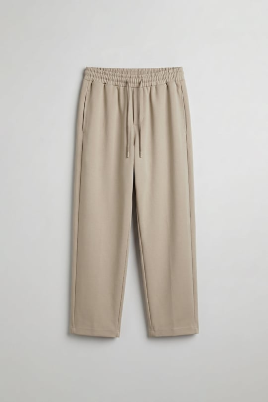 Erkek Relaxed Fit Lastikli Bel Pileli Pantolon Bej
