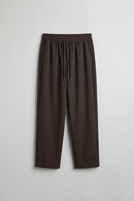 Erkek Relaxed Fit Lastikli Bel Pileli Pantolon Kahverengi
