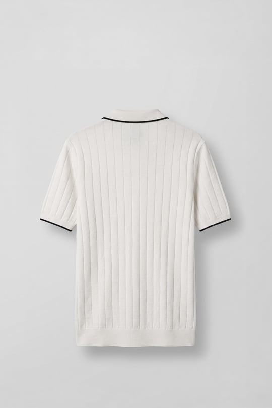 Erkek Relaxed Fit Pamuklu Havlu Polo Yaka Triko T-Shirt Ekru