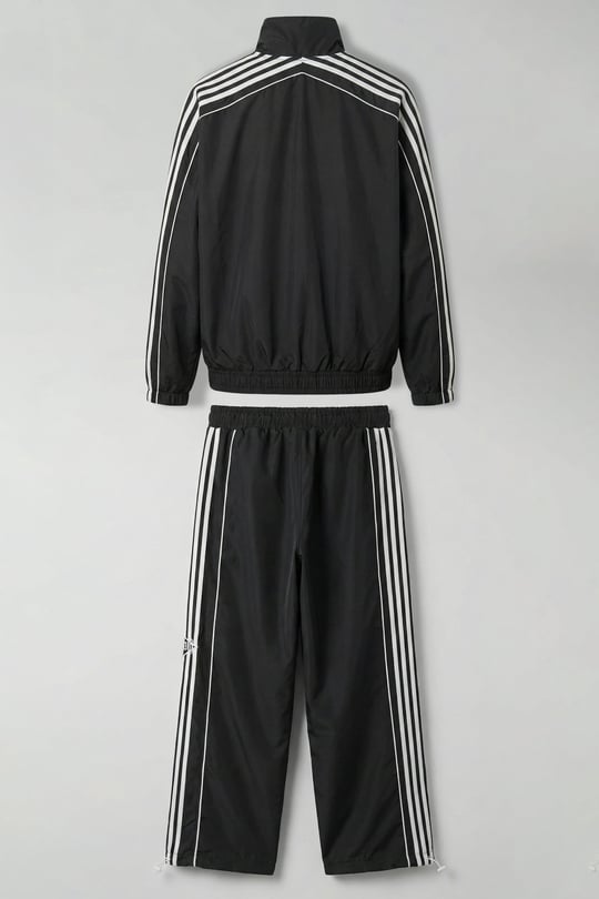 Erkek Relaxed Fit Şeritli Spor Eşofman Takımı Siyah