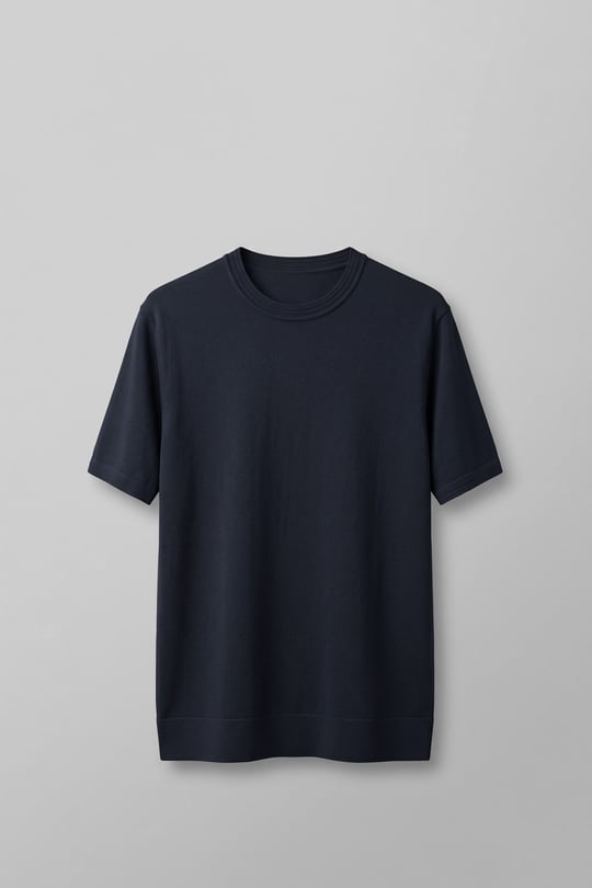 Erkek Slim Fit Bisiklet Yaka Triko Yaka T-Shirt Lacivert