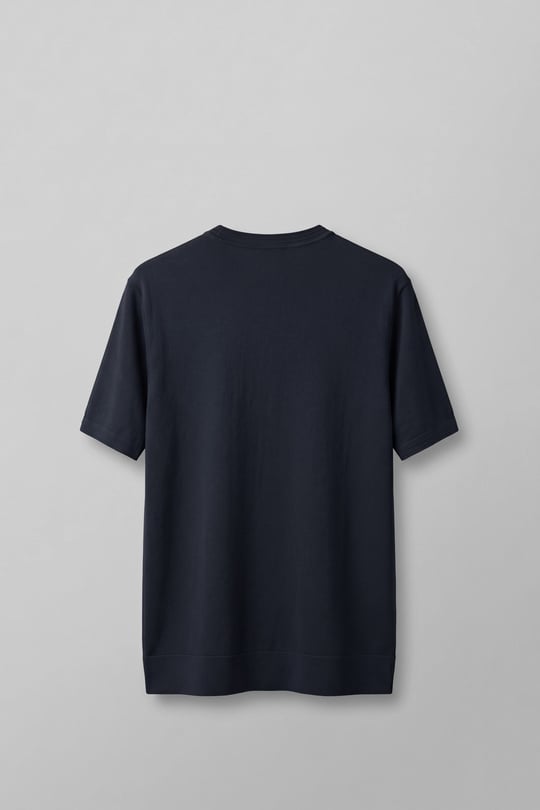 Erkek Slim Fit Bisiklet Yaka Triko Yaka T-Shirt Lacivert