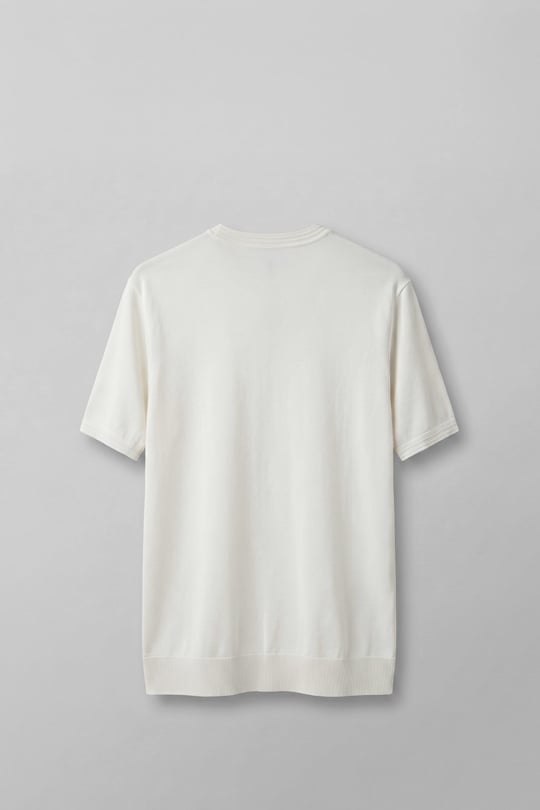 Erkek Slim Fit Bisiklet Yaka Triko Yaka T-Shirt Ekru