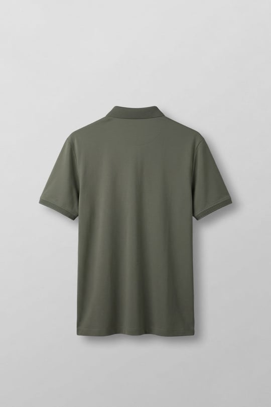 Erkek Slim Fit Düğmeli Triko Yaka Polo T-Shirt Haki