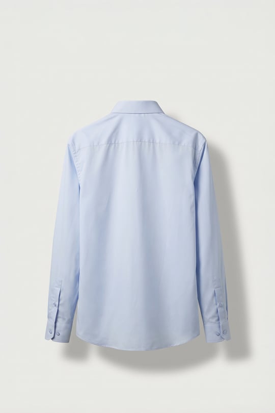 Erkek Slim Fit Pamuk Klasik Yaka Uzun Kollu Gömlek Mavi