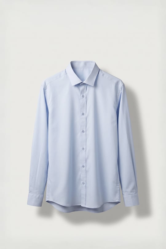 Erkek Slim Fit Pamuk Klasik Yaka Uzun Kollu Gömlek Mavi