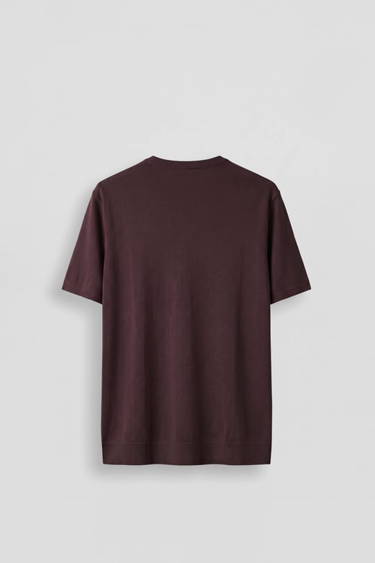 Erkek Slim Fit Triko Bisiklet Yaka Basic T-Shirt Bordo