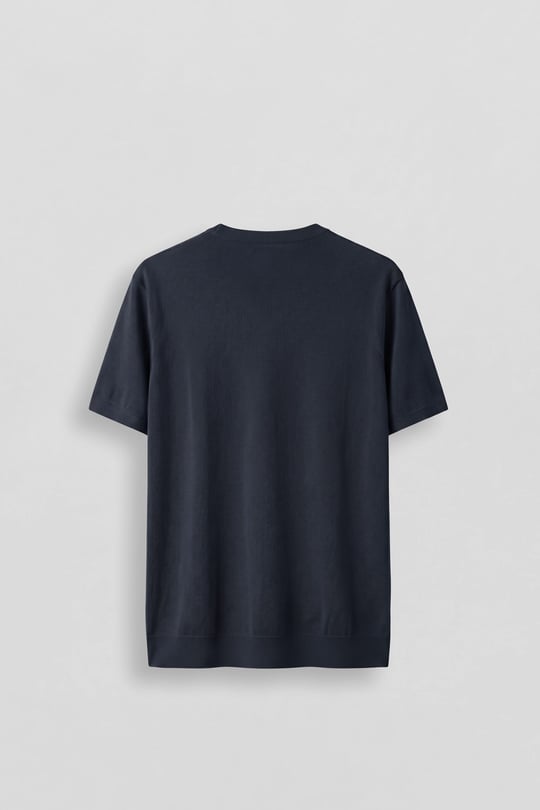 Erkek Slim Fit Triko Bisiklet Yaka Basic T-Shirt Lacivert