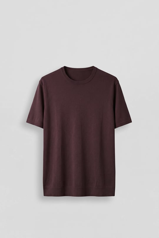 Erkek Slim Fit Triko Bisiklet Yaka Basic T-Shirt Bordo