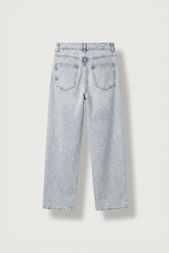Erkek Süper Baggy Kemer Tokalı Yıkamalı Jean Buz Mavi
