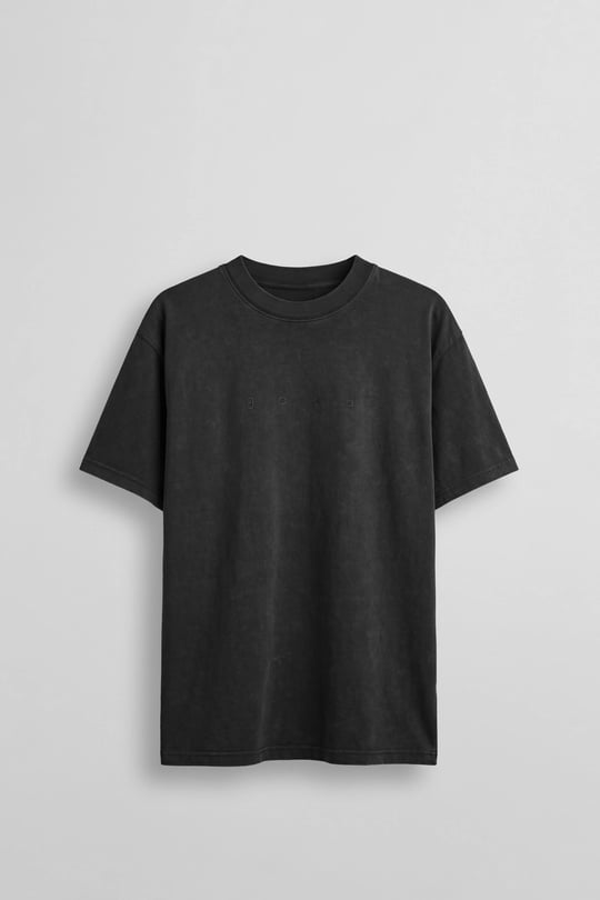 Erkek Vintage Yıkamalı Oversize Pamuklu T-Shirt Siyah