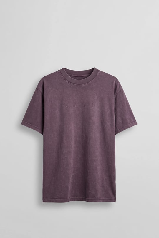 Erkek Vintage Yıkamalı Oversize Pamuklu T-Shirt Bordo
