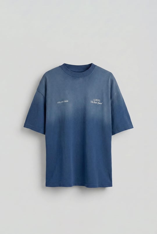 Erkek Yıkamalı Premium Kumaş Oversize T-Shirt Koyu Mavi