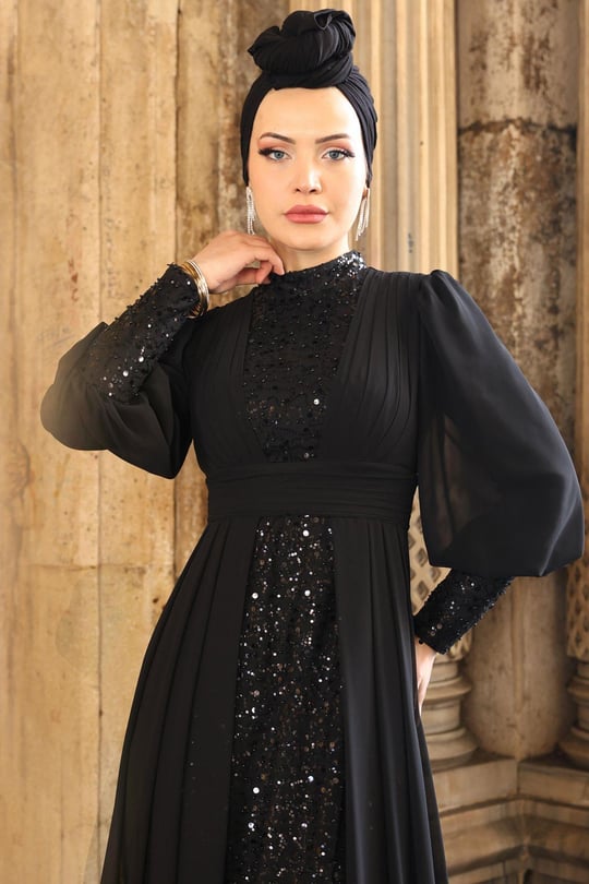 Alya Tesettür Abiye Siyah