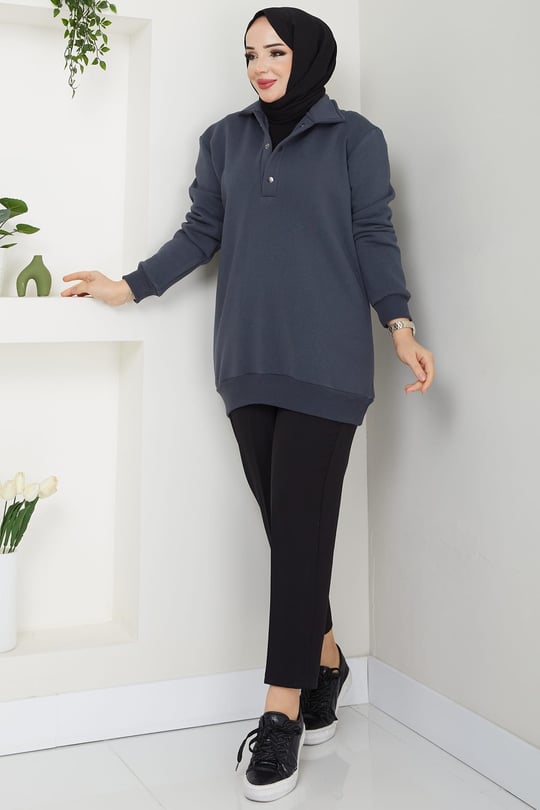 Çıkarılabilir Kapüşonlu 3 İplik Şardonlu Sweatshirt Antrasit