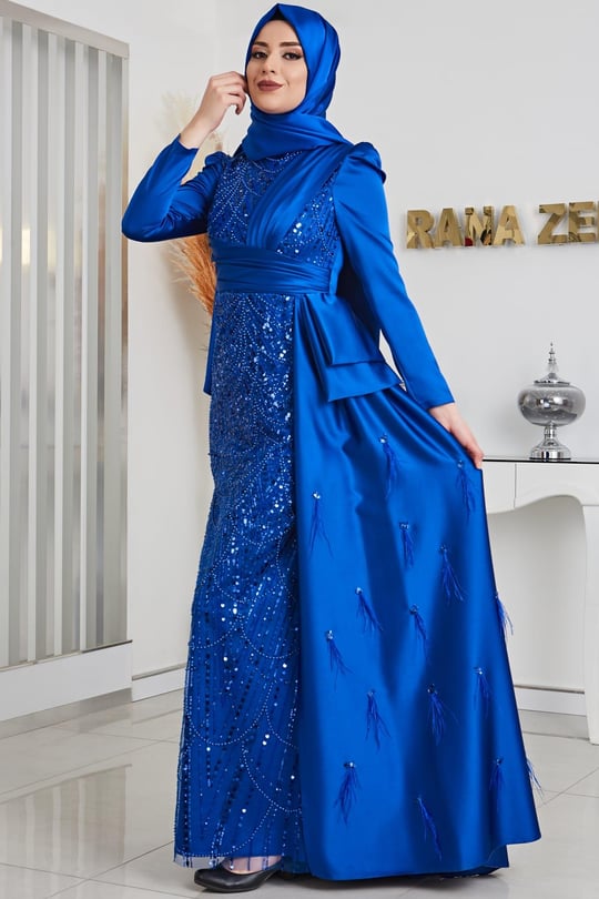 Dicle Tesettür Abiye Saks