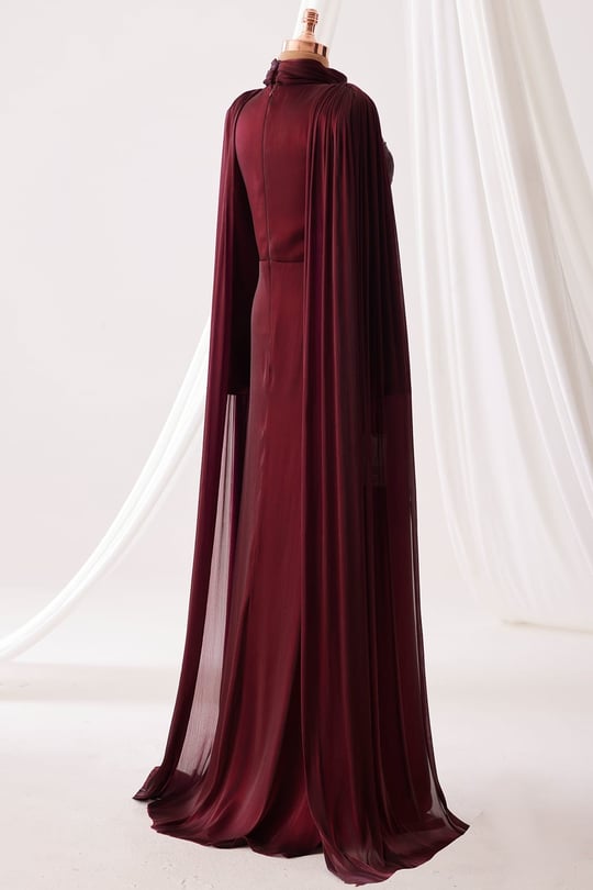 Dior Tesettür Abiye Bordo