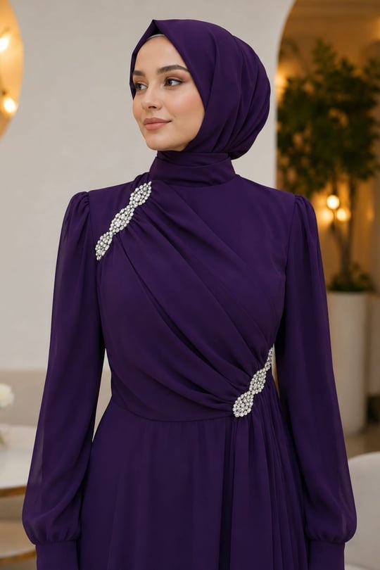 Eflin Tesettür Abiye Mürdüm