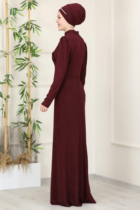 Masal Tesettür Abiye Bordo