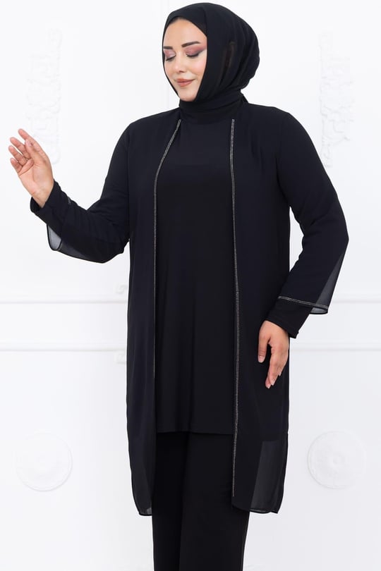Sezen Tunik Pantolon İkili Tesettür Takım Siyah