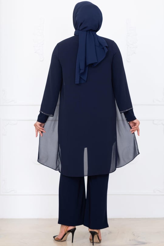 Sezen Tunik Pantolon İkili Tesettür Takım Lacivert