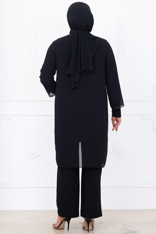 Sezen Tunik Pantolon İkili Tesettür Takım Siyah